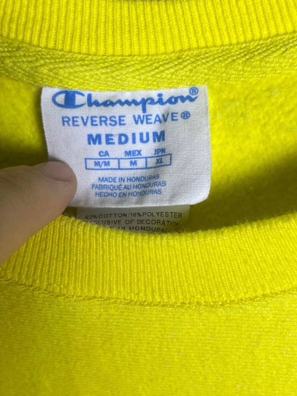 Champion Reverse Weave Sweatshirt Neon‎ Yellow Chenille Medium